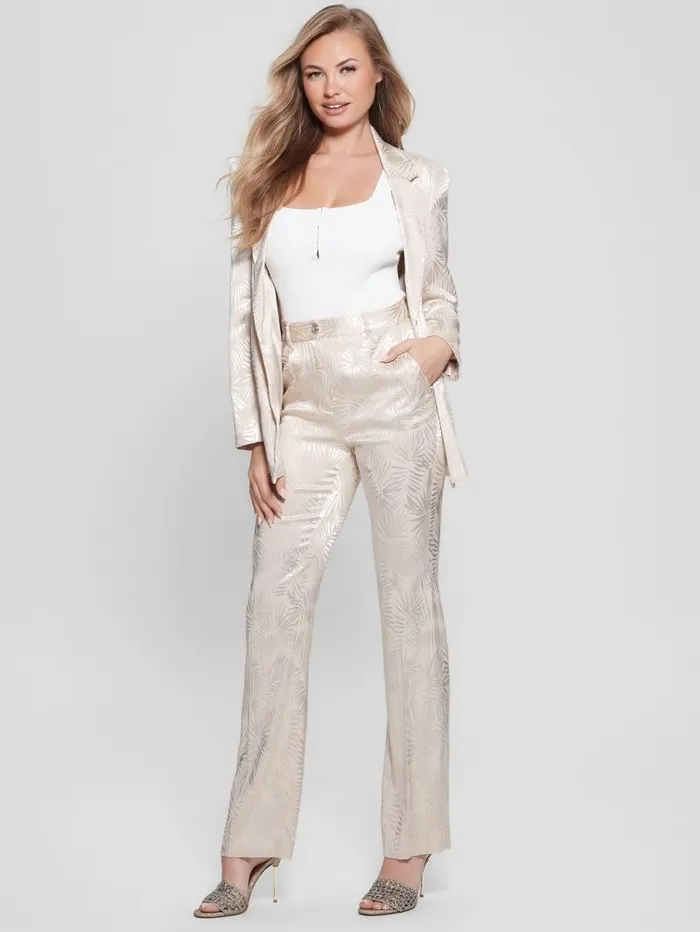 Holly Jacquard Belted Blazer Pearl Oyster Women Jackets and Coats GUESS Holly Jacquard Belted Blazer Pearl Oyster Women Jackets and Coats GUESS