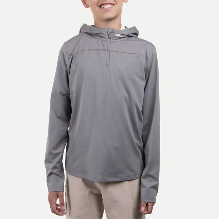 Kids Boys039 Hood Midlayer HalfZip Pewter KJUS Midlayers