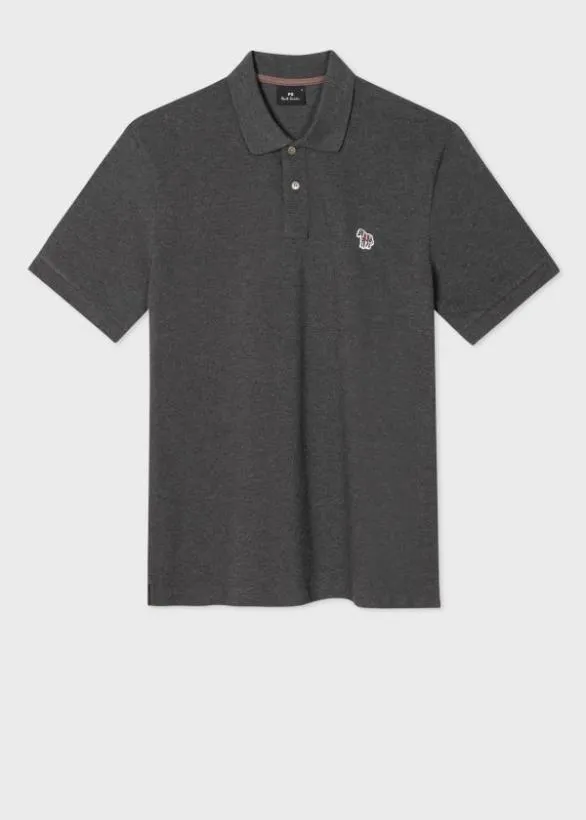 Paul Smith Polo Shirts Organic Cotton Zebra Polo Shirt Charcoal Grey 8211 Mens