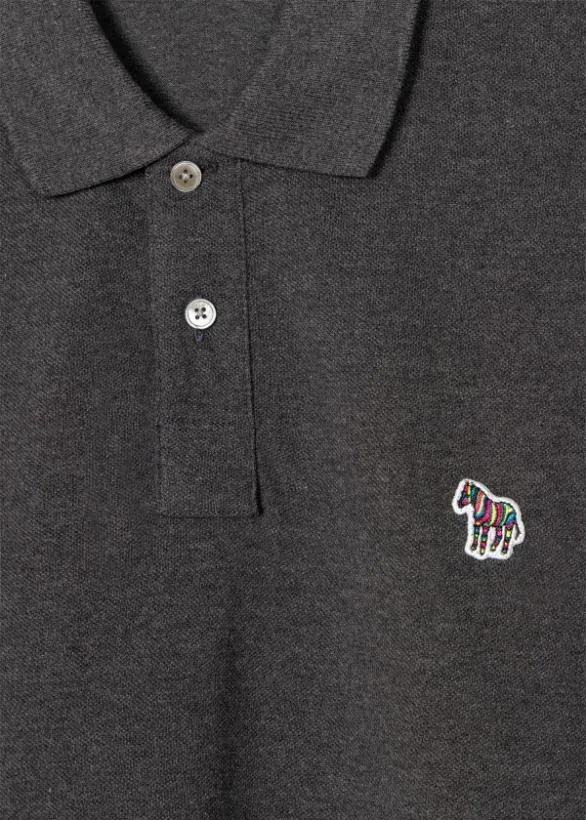 Paul Smith Polo Shirts Organic Cotton Zebra Polo Shirt Charcoal Grey 8211 Mens