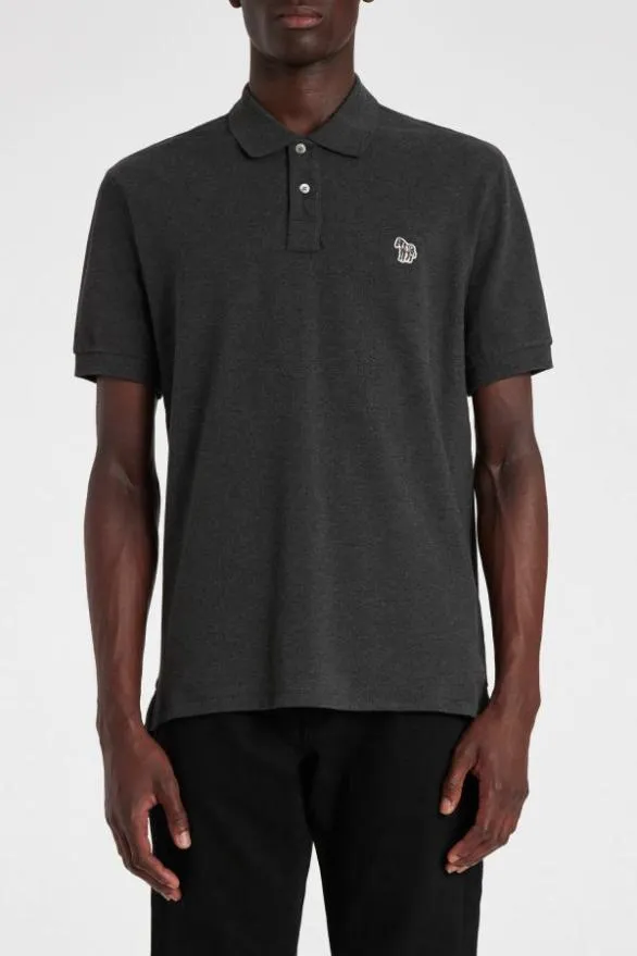 Paul Smith Polo Shirts Organic Cotton Zebra Polo Shirt Charcoal Grey 8211 Mens