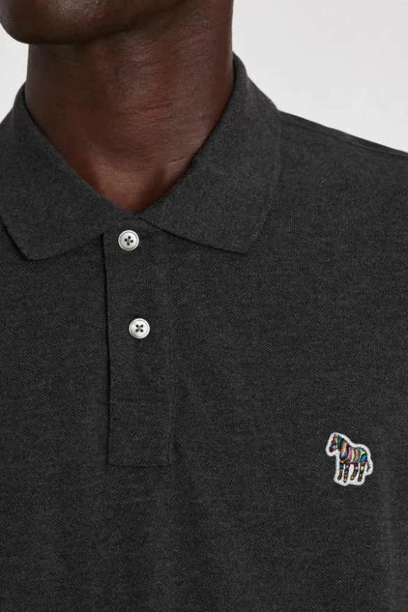 Paul Smith Polo Shirts Organic Cotton Zebra Polo Shirt Charcoal Grey 8211 Mens