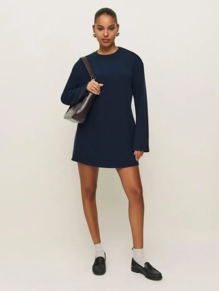 The Reformation Jamie Knit Dress Midnight 8211 Clothing