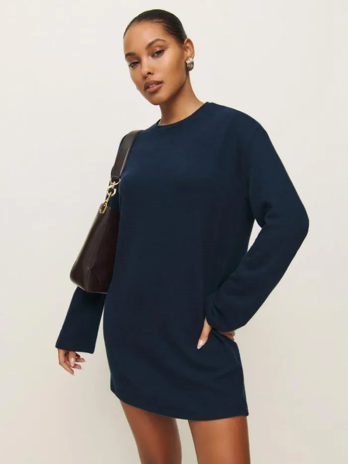 The Reformation Jamie Knit Dress Midnight 8211 Clothing