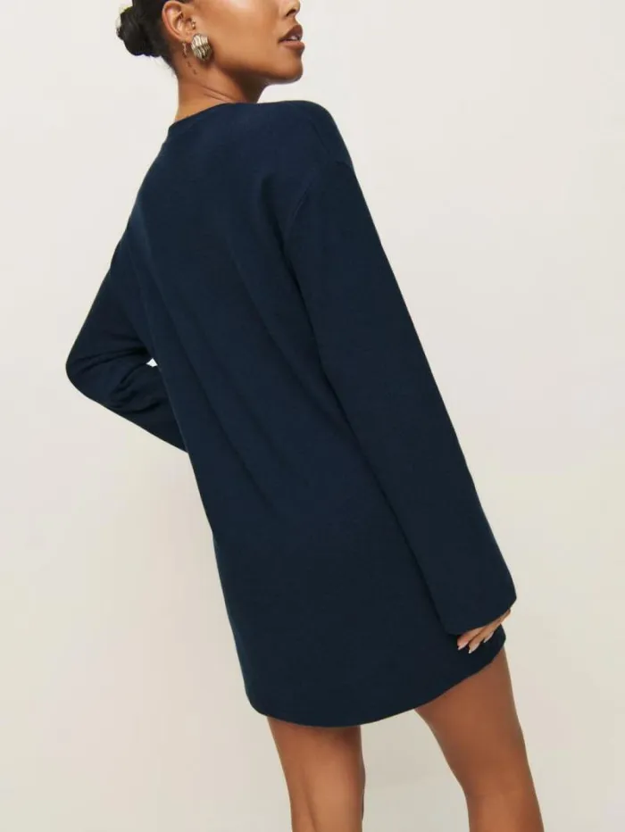 The Reformation Jamie Knit Dress Midnight 8211 Clothing