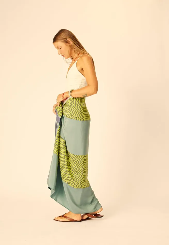 Women Natalie Martin CoverUps SarongScarf Block Zigzag Lime