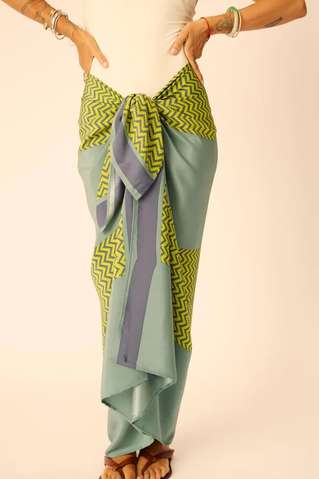 Women Natalie Martin CoverUps SarongScarf Block Zigzag Lime