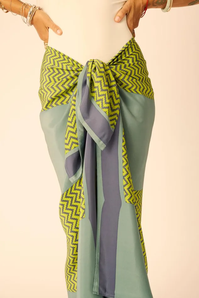 Women Natalie Martin CoverUps SarongScarf Block Zigzag Lime