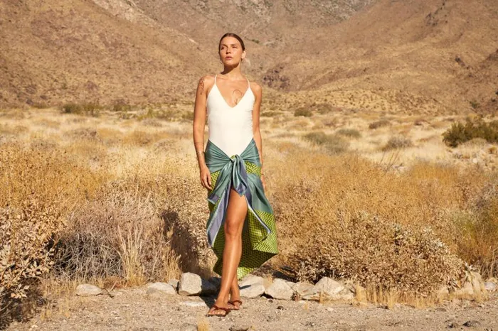 Women Natalie Martin CoverUps SarongScarf Block Zigzag Lime