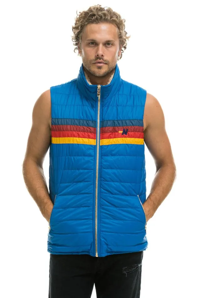 4 Stripe Vest Sherpa Snorkel Blue Men Aviator Nation Vests