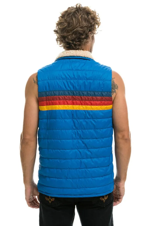 4 Stripe Vest Sherpa Snorkel Blue Men Aviator Nation Vests
