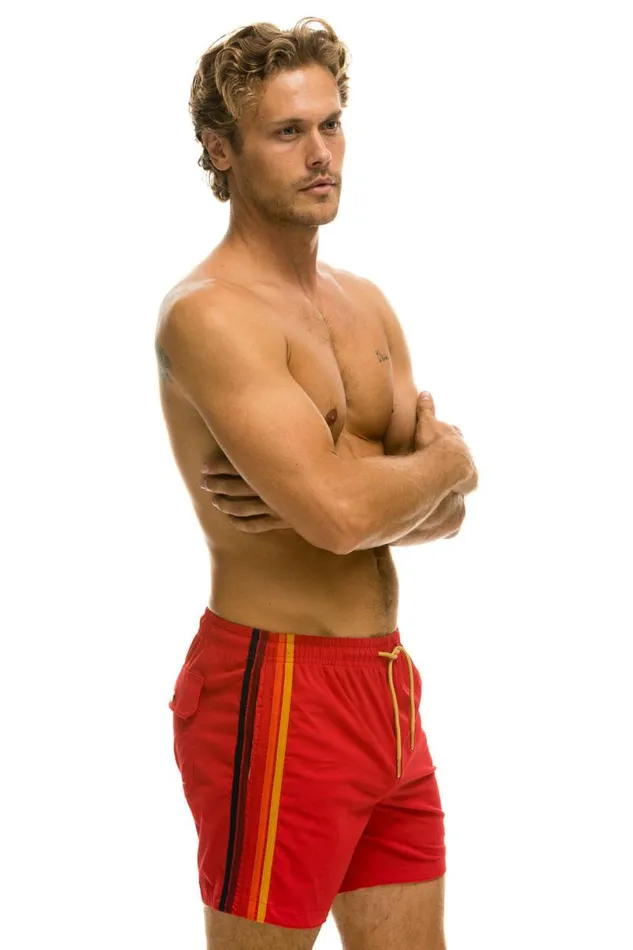 5 Stripe Flex Shorts 8211 Red Men Aviator Nation Shorts