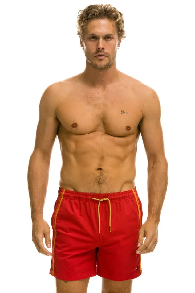 5 Stripe Flex Shorts 8211 Red Men Aviator Nation Shorts