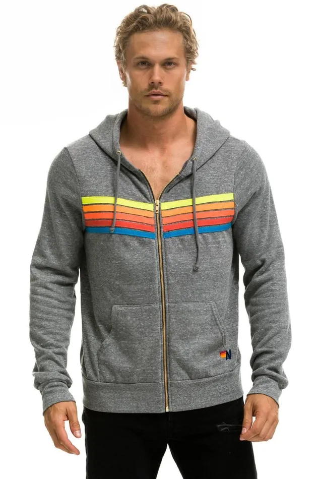 5 Stripe Hoodie 8211 Heather Grey Neon Rainbow WomenMen Aviator Nation Hoodies