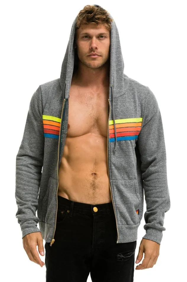 5 Stripe Hoodie 8211 Heather Grey Neon Rainbow WomenMen Aviator Nation Hoodies