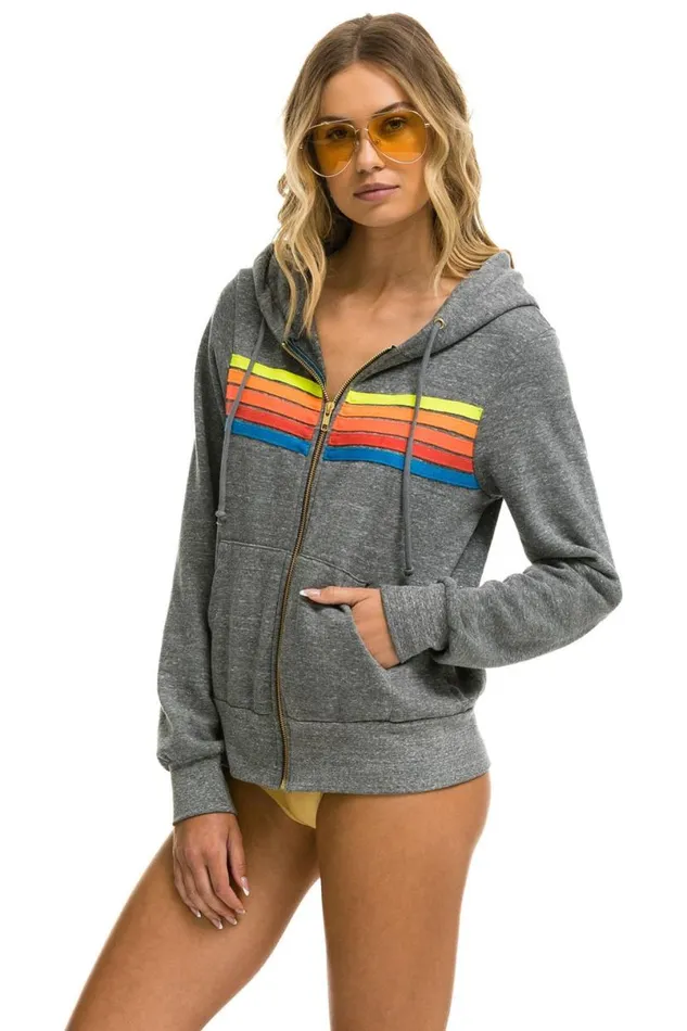 5 Stripe Hoodie 8211 Heather Grey Neon Rainbow WomenMen Aviator Nation Hoodies