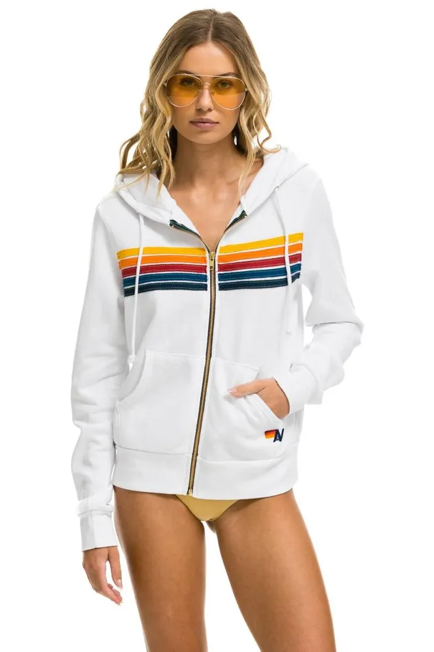 5 Stripe Hoodie 8211 White WomenMen Aviator Nation Hoodies