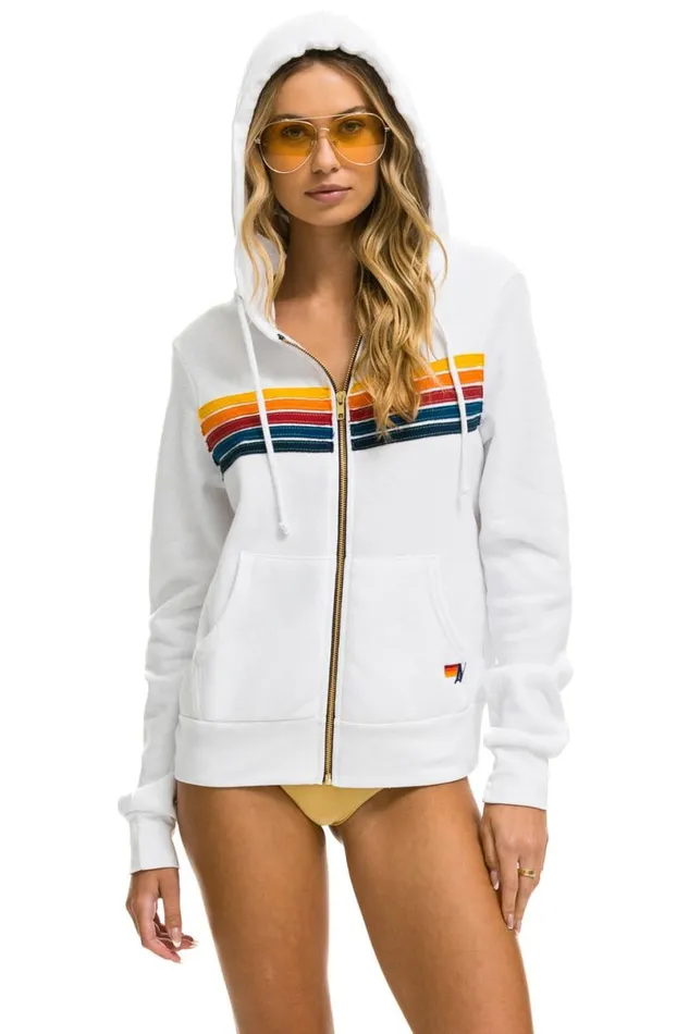 5 Stripe Hoodie 8211 White WomenMen Aviator Nation Hoodies