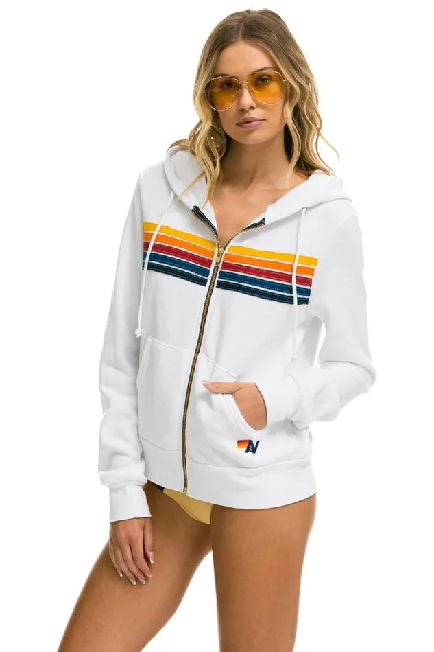 5 Stripe Hoodie 8211 White WomenMen Aviator Nation Hoodies