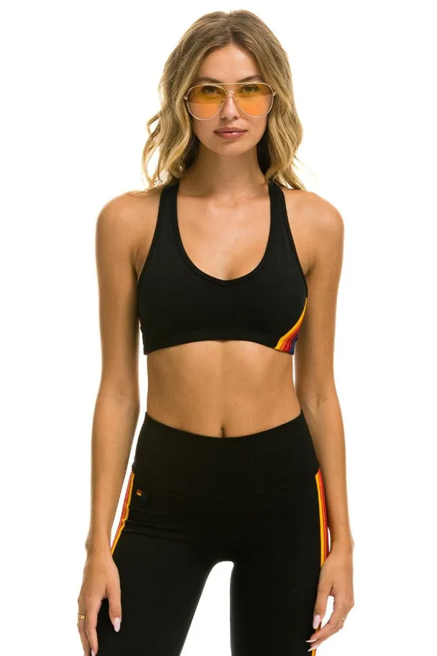 5 Stripe Sports Bra 8211 Black Women Aviator Nation Sports Bras