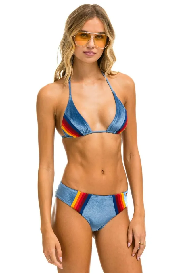 5 Stripe Velvet Scrunch Bikini Bottom 8211 Islanda Women Aviator Nation Swim Bottoms