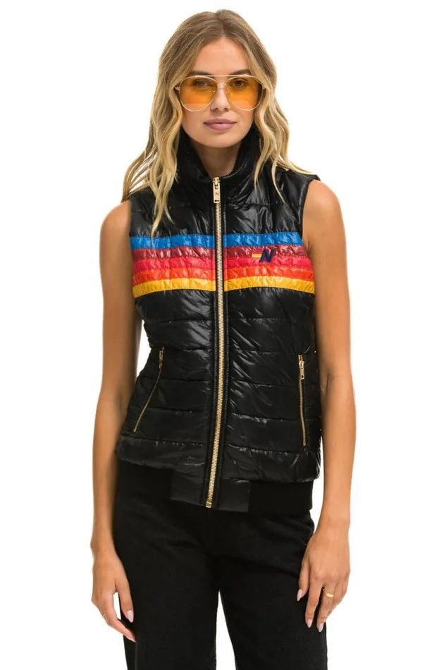 5 Stripe Vest 8211 Glossy Black Women Aviator Nation Vests