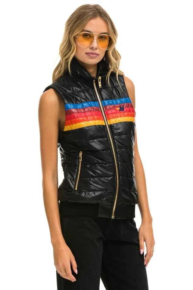 5 Stripe Vest 8211 Glossy Black Women Aviator Nation Vests