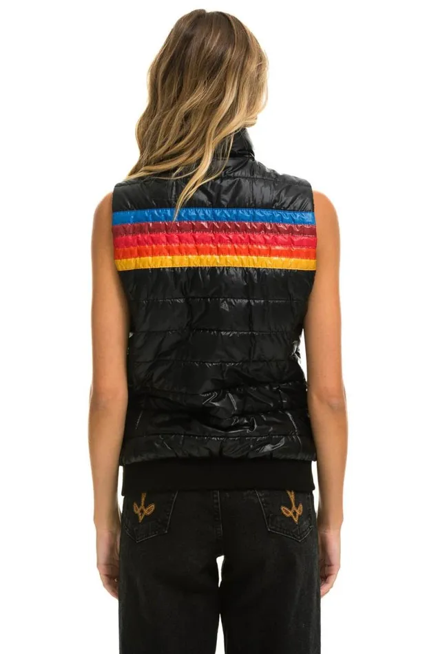 5 Stripe Vest 8211 Glossy Black Women Aviator Nation Vests
