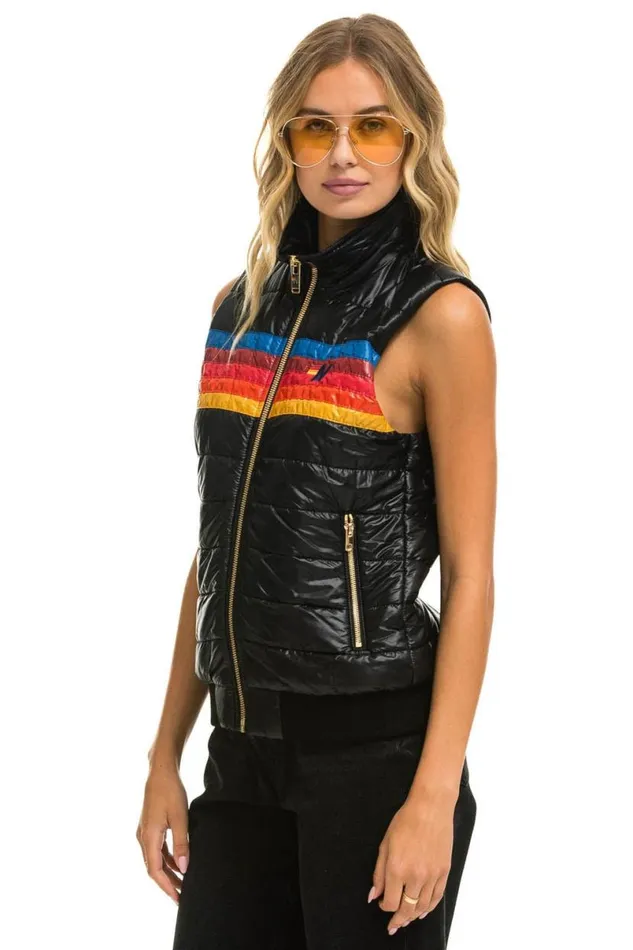 5 Stripe Vest 8211 Glossy Black Women Aviator Nation Vests