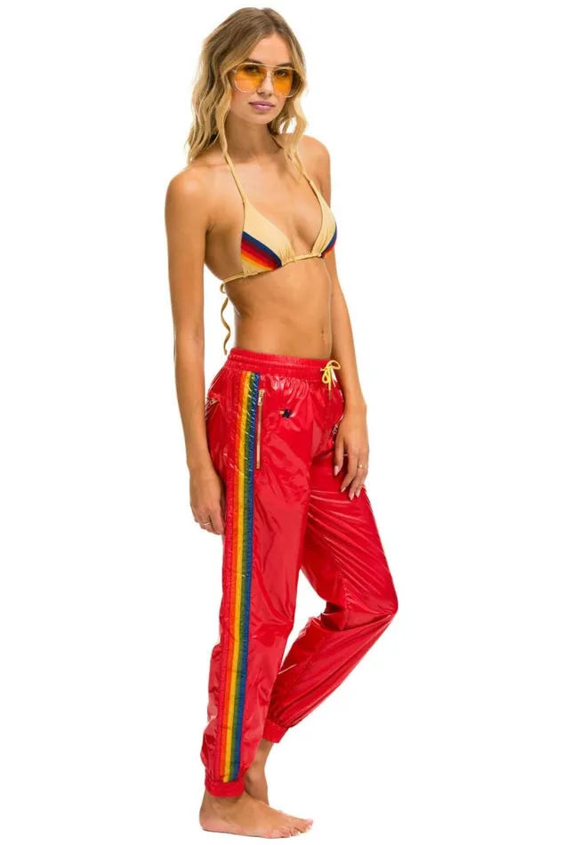 5 Stripe Wind Pant 8211 Cherry Glossy Women Aviator Nation Sweatpants