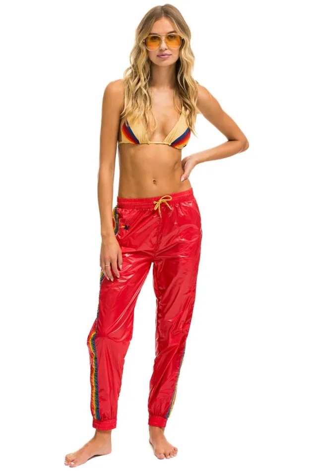 5 Stripe Wind Pant 8211 Cherry Glossy Women Aviator Nation Sweatpants
