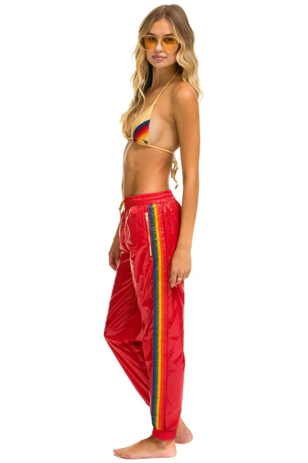5 Stripe Wind Pant 8211 Cherry Glossy Women Aviator Nation Sweatpants