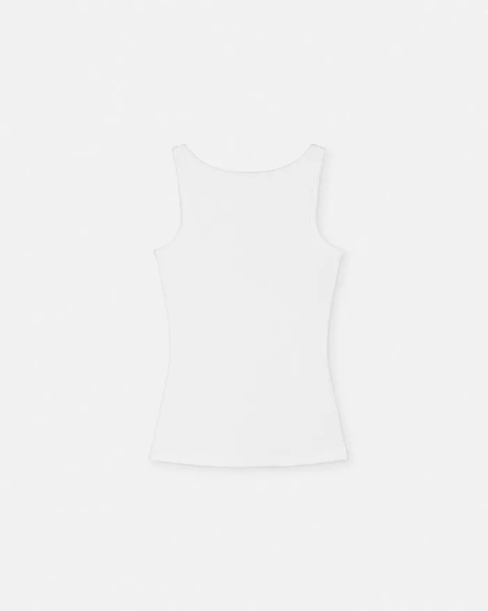 90s Vintage Logo Ribbed Tank Top White Women Versace Loungewear and Pajamas