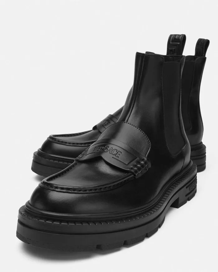 Adriano Loafer Boots Black Men Versace Boots