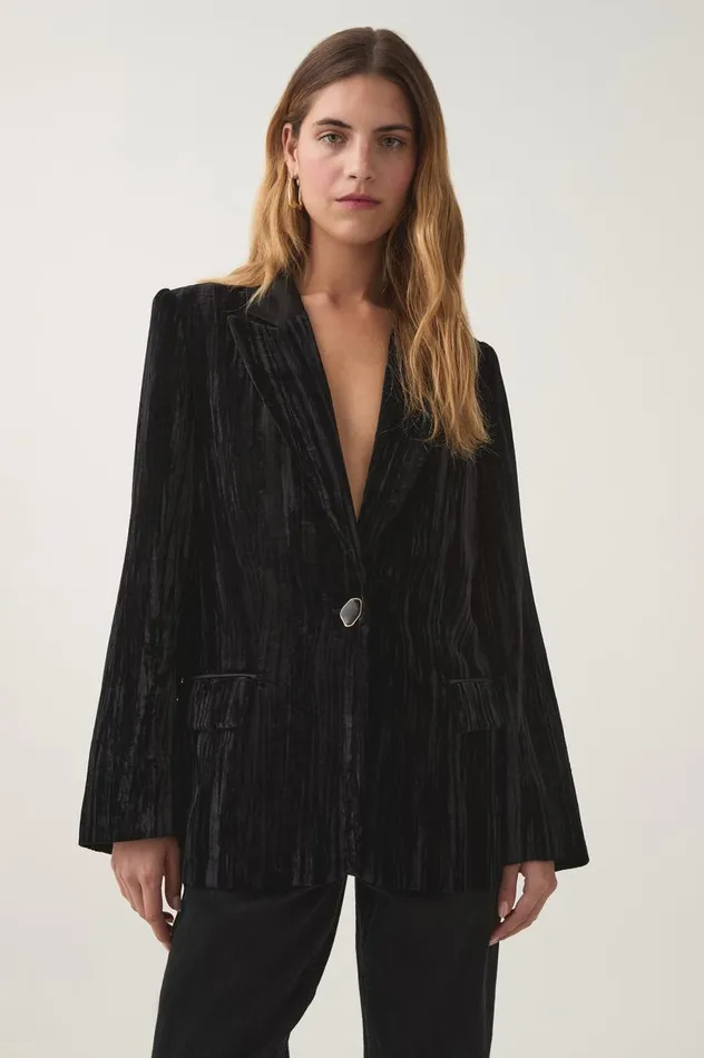 Aje Blazers Jackets and Coats Priscilla Velvet Jacket Black 8211 Women