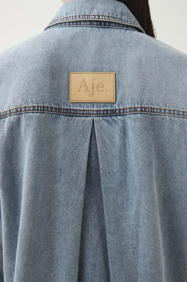 Aje Denim Corie Longline Denim Shirt Mum Wash 8211 Women