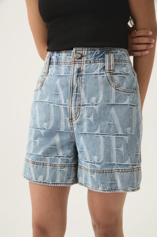 Aje Denim Nostalgia Jacquard Denim Short Coastal Logo Wash 8211 Women Aje Denim Nostalgia Jacquard Denim Short Coastal Logo Wash 8211 Women