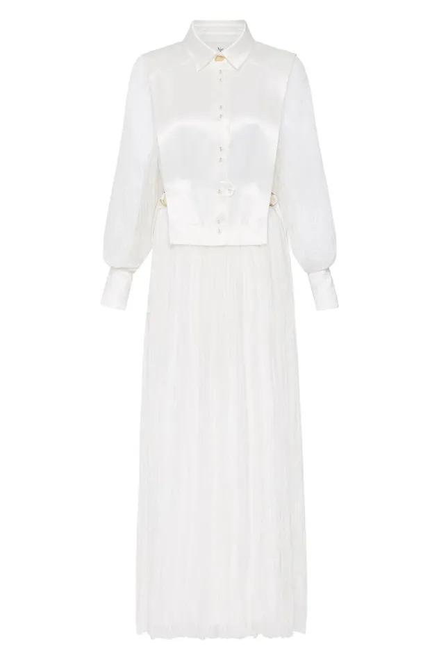 Aje Dresses Aeriel Bib Front Maxi Dress Ivory 8211 Women Aje Dresses Aeriel Bib Front Maxi Dress Ivory 8211 Women