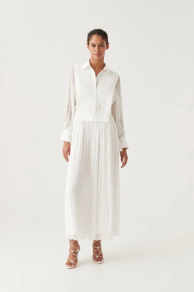 Aje Dresses Aeriel Bib Front Maxi Dress Ivory 8211 Women Aje Dresses Aeriel Bib Front Maxi Dress Ivory 8211 Women