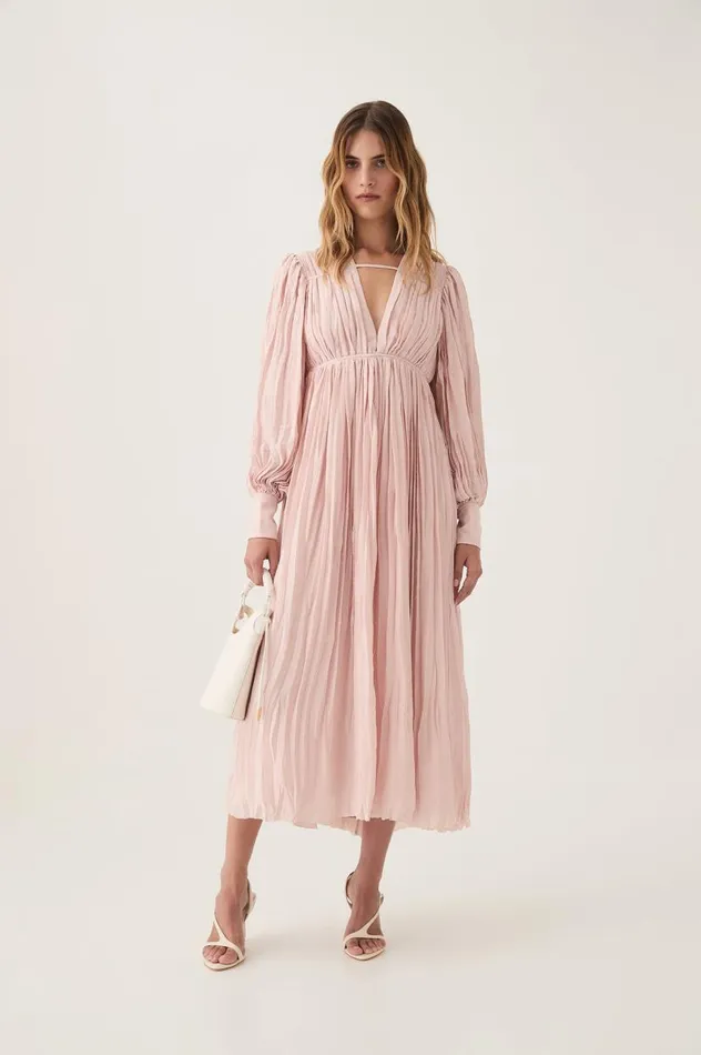 Aje Dresses Catalyst Pleated Midi Dress Blush Pink 8211 Women