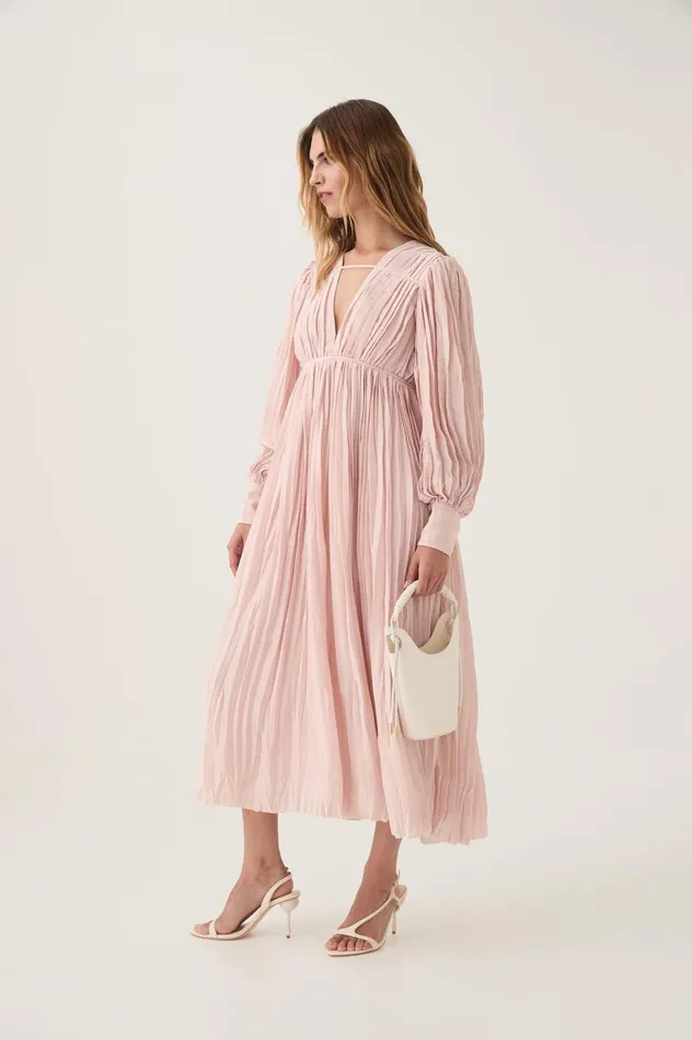 Aje Dresses Catalyst Pleated Midi Dress Blush Pink 8211 Women