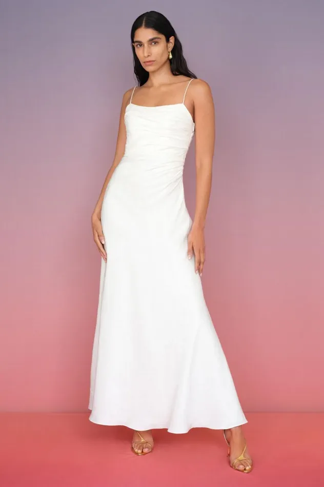 Aje Dresses Clarice Draped Maxi Dress Ivory 8211 Women