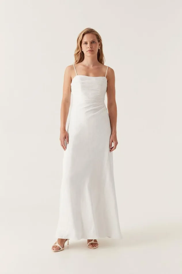 Aje Dresses Clarice Draped Maxi Dress Ivory 8211 Women Aje Dresses Clarice Draped Maxi Dress Ivory 8211 Women