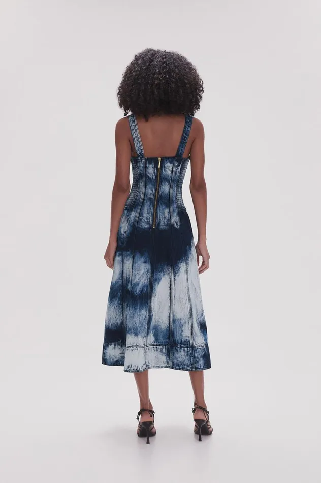 Aje Dresses Enigma Denim Midi Dress Tie Dye Indigo 8211 Women