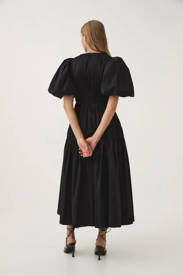 Aje Dresses Fallingwater Ruched Midi Dress Black 8211 Women Aje Dresses Fallingwater Ruched Midi Dress Black 8211 Women