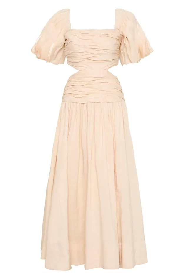 Aje Dresses Marianne Ruched Midi Dress Coconut Cream 8211 Women