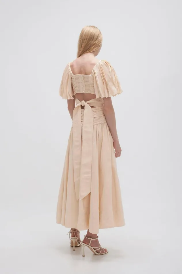 Aje Dresses Marianne Ruched Midi Dress Coconut Cream 8211 Women