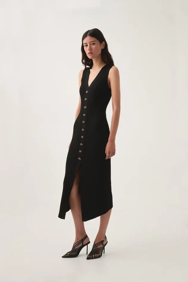 Aje Dresses Ondine Knit Midi Dress Black 8211 Women