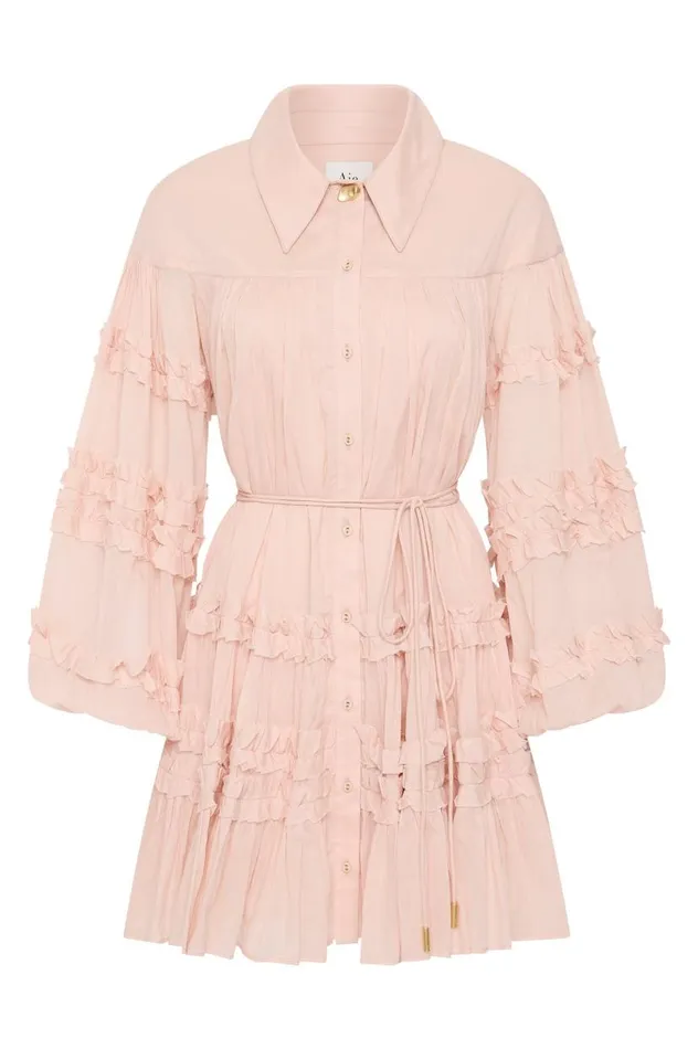 Aje Dresses Pastiche Tiered Mini Dress Blush Pink 8211 Women Aje Dresses Pastiche Tiered Mini Dress Blush Pink 8211 Women