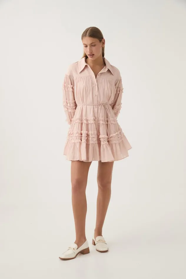Aje Dresses Pastiche Tiered Mini Dress Blush Pink 8211 Women Aje Dresses Pastiche Tiered Mini Dress Blush Pink 8211 Women